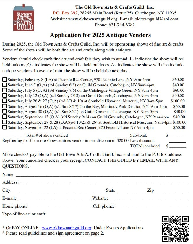 Application for 2025 Antique Vendors