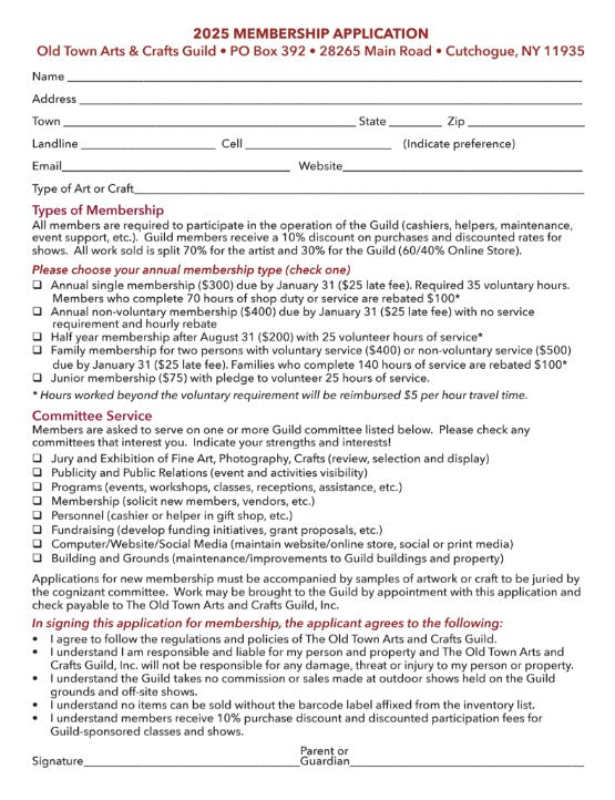 2025 APPLICATION FOR MEMBERSHIP