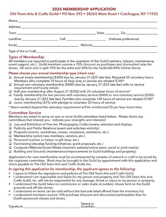 2025 APPLICATION FOR MEMBERSHIP