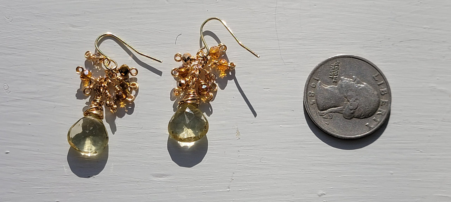 Lemon Quartz Briolettte with Cluster by Janet Bidwell