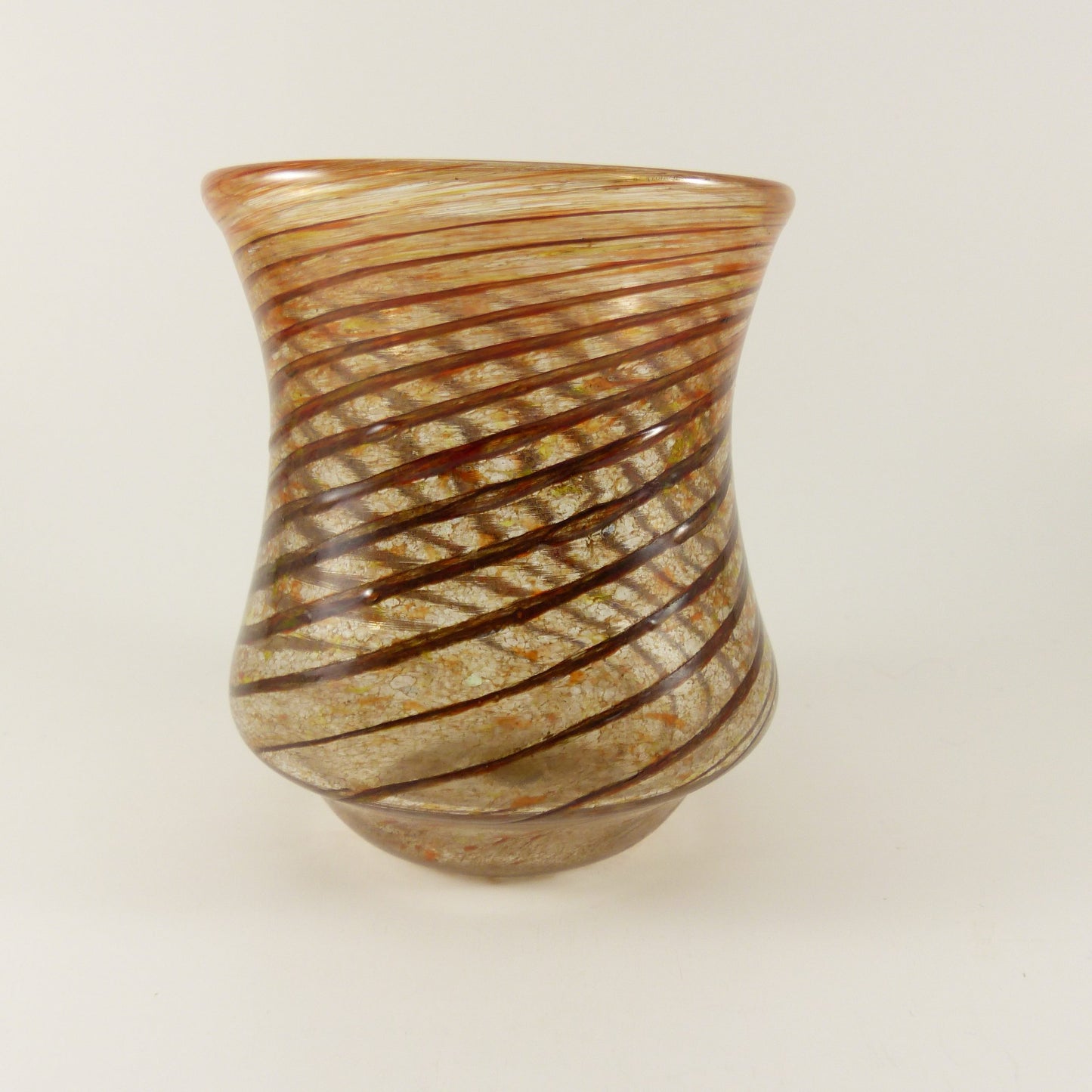 Brown Glass tumbler with spiral pattern