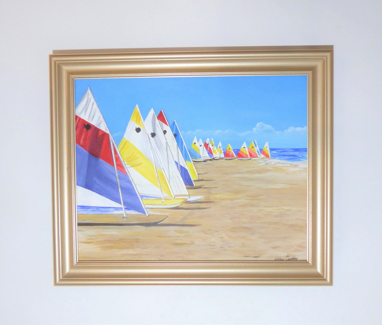 Nautical Line Up 16″ X 20″ Acrylic Painting by Helene Canberg