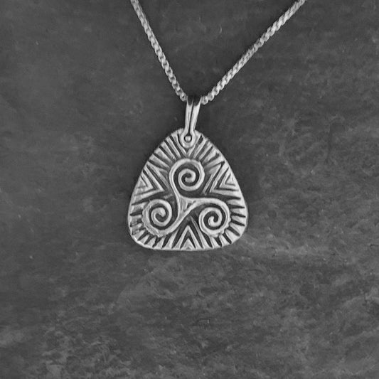 Celtic Triskelion (Spiral of Life) Silver Pendant Necklace by Mary Anne Huntington