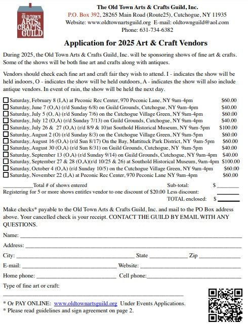 Application for 2025 Art & Crafts Vendors