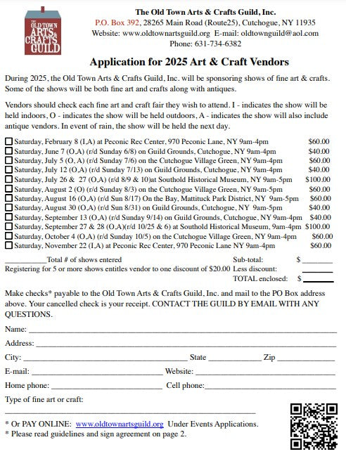 Application for 2025 Art & Crafts Vendors