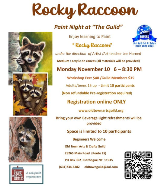 Rocky Racoon Paint Night at The Guild by Lee Harned 11/10/25