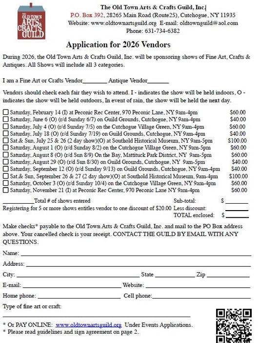 Application for 2026 Vendors