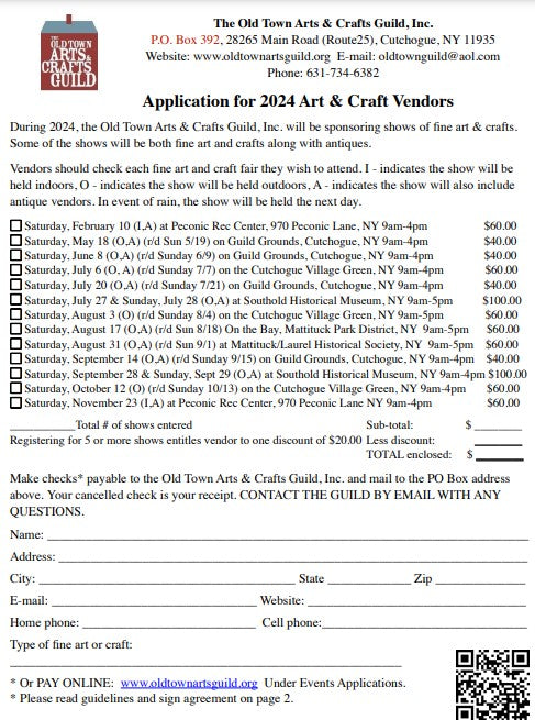 Application for 2024 Art & Crafts Vendors