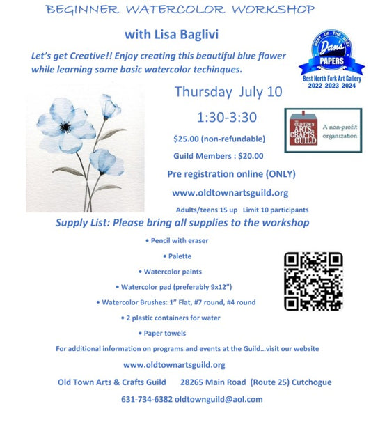 Beginner Watercolor Workshop with Lisa Baglivi 7/10/25