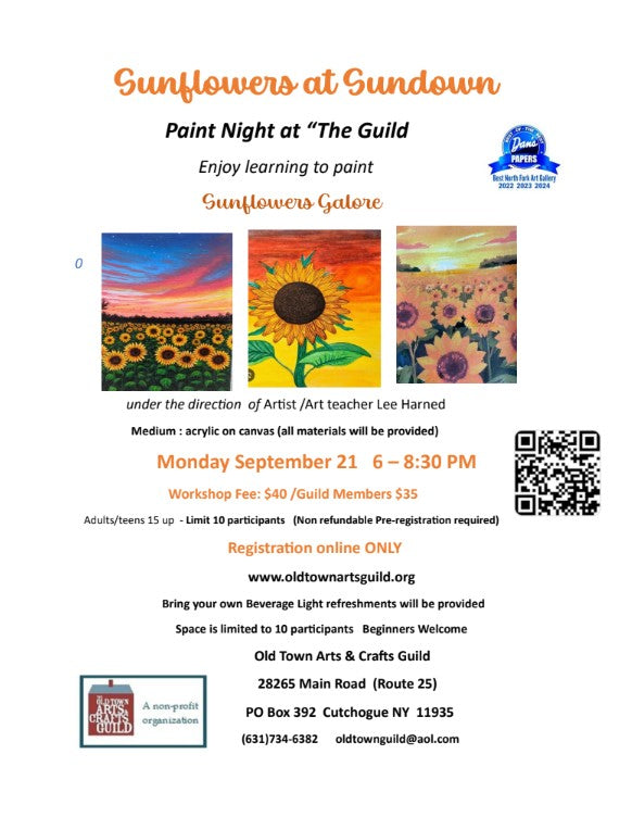Sunflowers at Sundown-Paint Night at Guild with Lee Harned  9/21/26