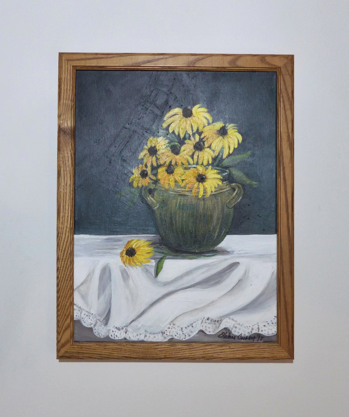 Black-eyed Susans 13″ X 17″ Acrylic Painting by Helene Canberg