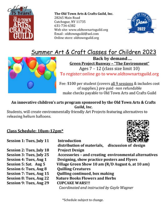 Application for 2023 Summer Art Classes for Children