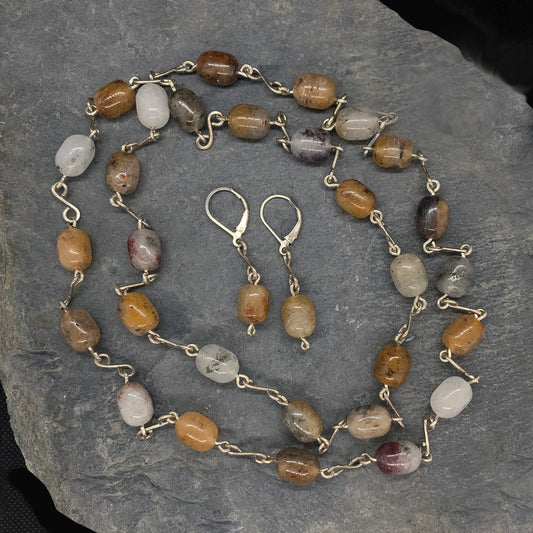 Mixed Quartz Necklace and Earrings by Mary Anne Huntington