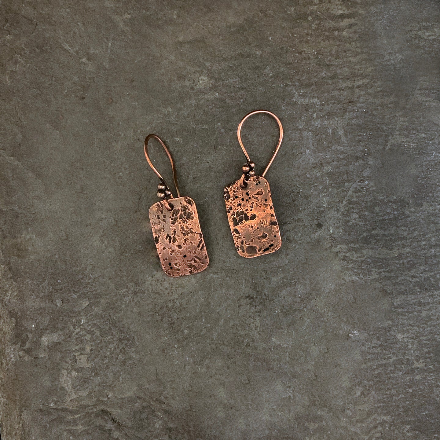 Copper Reticulated Earrings by Mary Anne Huntington