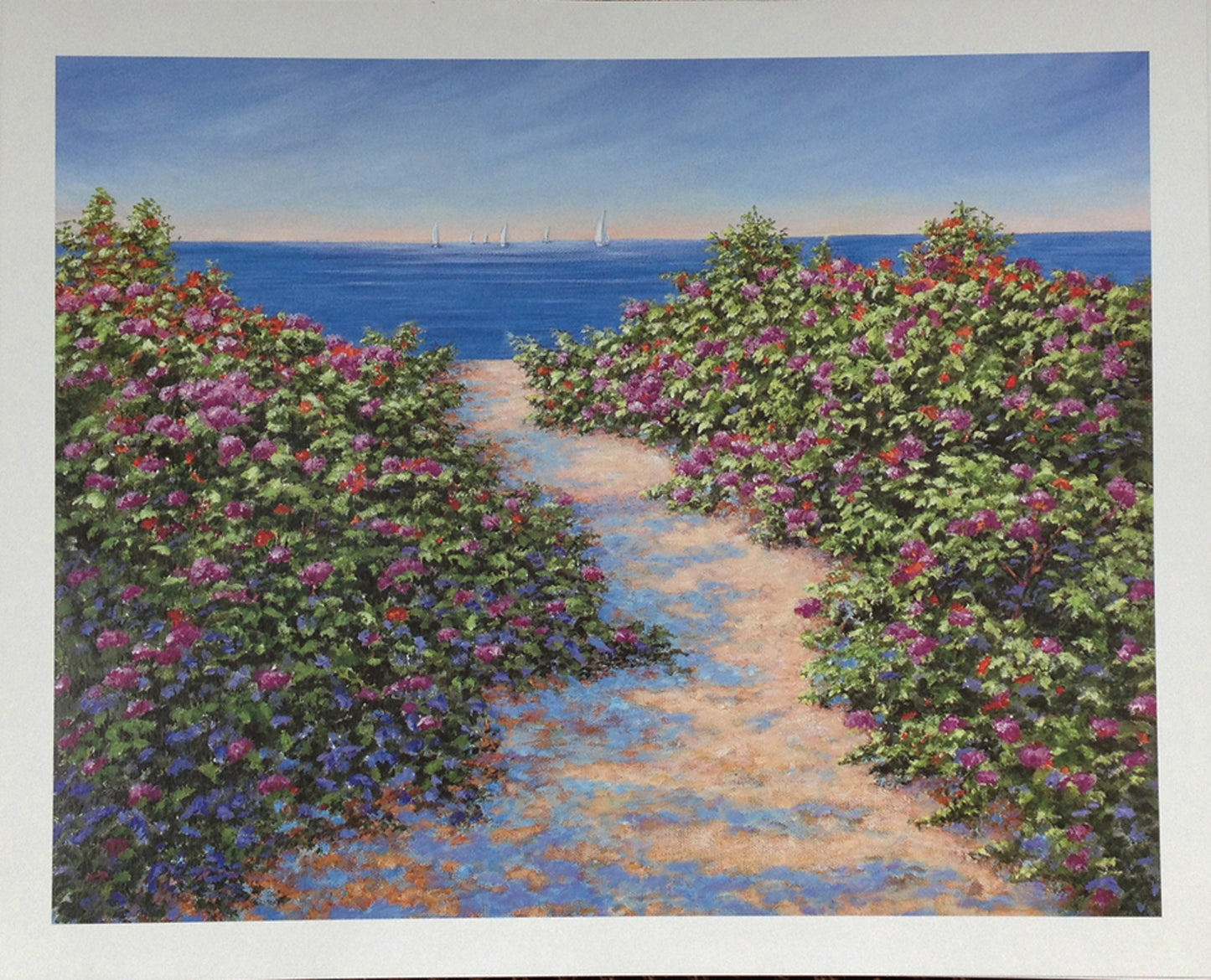 Beach Rose Path” 15″ x 19″ Signed and Numbered Lithograph by JoAnn Corretti
