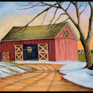 Red Barn 8x10 or 12x18 Matted Print by JoAnn Corretti