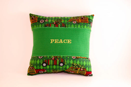 Holiday Christmas Peace Pillow by Christine Hartman