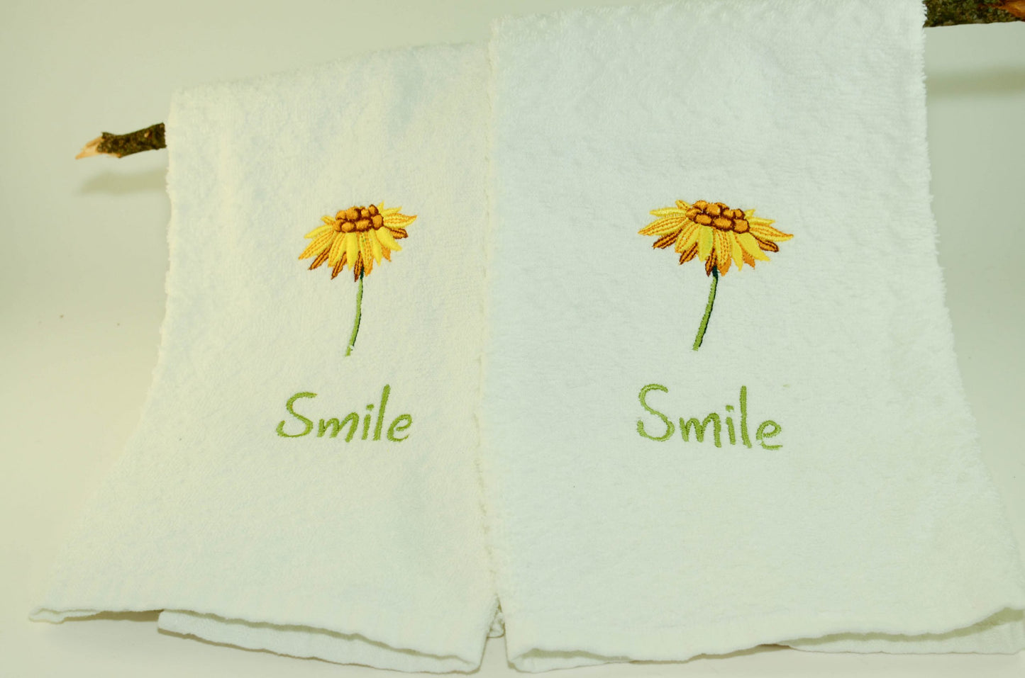 Pair of Hand Towels, Sunflower Smile, by Christine Hartman
