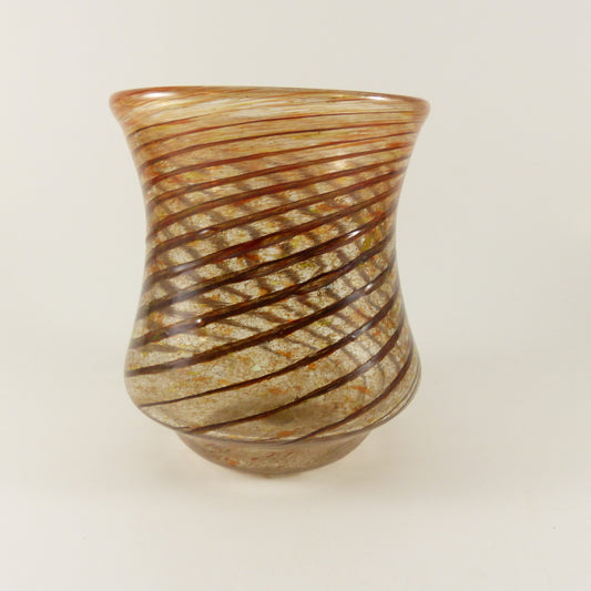 Brown Glass tumbler with spiral pattern