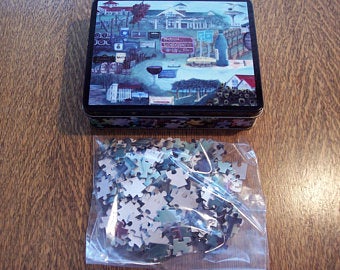 Jigsaw Puzzle w/Tin Box Tour the Vineyards by Bob Kuhne